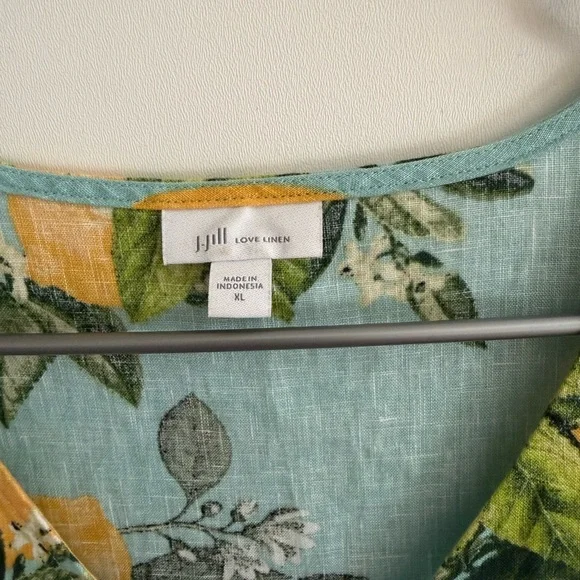 J Jill Love Linen 100% Linen Lemon Print Dress Sz XL - Picture 6 of 8